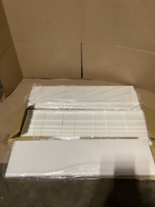 lot 36 image: Econoco 48 in. W x 13 in. D White Open-Bottom Bullnose Shelf (Pack of 4). See Pictures