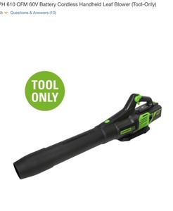 lot 43 image: GreenWorks PRO 130 MPH 610 CFM 60V Battery Cordless Handheld Leaf Blower (Tool-Only). See Pictures