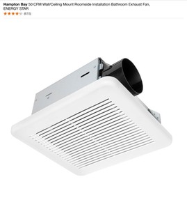lot 44 image: Hampton Bay 50 CFM WallCeiling & 80 CFM Ceiling Mount Roomside Installation Humidity Sensing Bathroom Exhaust Fan. See Pictures