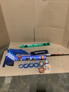 lot 45 image: Everbilt Tool Rack, Painters Tape, Gorilla Tape, L Measures & More Various Conditions. See Pictures
