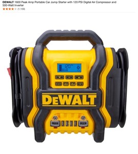 lot 47 image: (2) DEWALT 1600 Peak Amp Portable Car Jump Starter with 120 PSI Digital Air Compressor and 500-Watt Inverter. See Pictures