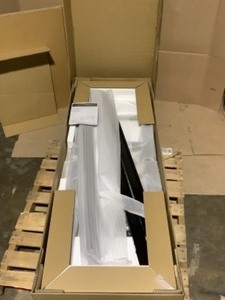 lot 55 image: Husky Ready-to-Assemble 6 ft. Adjustable Height Solid Wood Top Workbench in Black. See Pictures