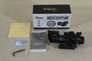 lot 7 image: AIM Sports 4x32 Tri-Illuminated Scope with Fiber Optic Sight
