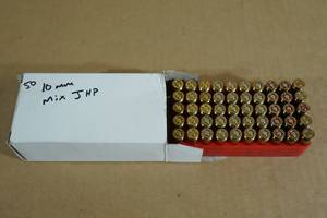 lot 60 image: 50 Mixed 10mm JHP Ammo - Likely Reloads