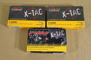 lot 74 image: 60 PMC X-TAC 5.56mm 62 Gr LAP Ammo