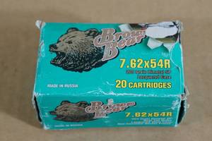 lot 80 image: 20 Brown Bear 7.62 x 54R 203 Gr SP Steel Case Ammo