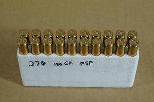 lot 92 image: 20 Reloaded .270 Win PSP Ammo