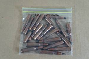 lot 106 image: 20 Loose Military Surplus 7.62 x 54R Black Tip Ammo