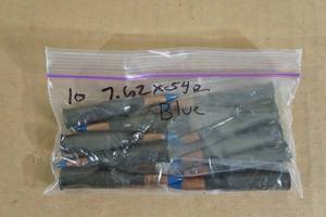 lot 108 image: 10 7.62 x 54R Blue Tip Ammo - Possible Reloads