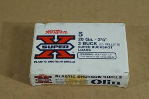lot 115 image: 5 Western Super-X 20 Ga 2-34 3 Buck Shotshells