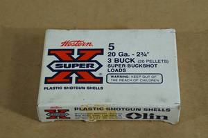 lot 116 image: 5 Western Super-X 20 Ga 2-34 3 Buck Shotshells