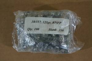 lot 129 image: 100 Cast 38357 .358 125gr RN FP Bullets