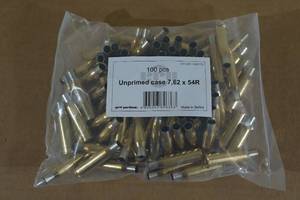 lot 182 image: 100 Unprimed PPU 7.62 x 54R Casings