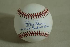 lot 3 image: Don Larsen Signed Baseball - Inscribed 1956 WS Perfect Game