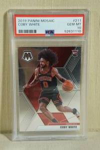 lot 35 image: 2019 Panini Mosaic Coby White #211 Rookie Card - PSA 10