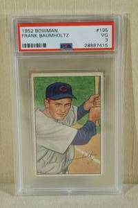 lot 53 image: 1952 Bowman Frank Baumholtz #195 - PSA 3