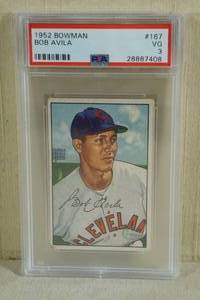 lot 55 image: 1952 Bowman Bob Avila #167 - PSA 3