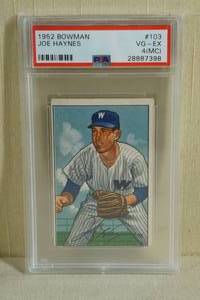 lot 57 image: 1952 Bowman Joe Haynes #103 - PSA 4 (MC)