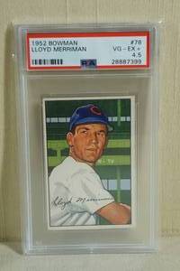 lot 58 image: 1952 Bowman Lloyd Merriman #78 - PSA 4.5