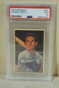 lot 59 image: 1952 Bowman Johnny Groth #67 - PSA 3
