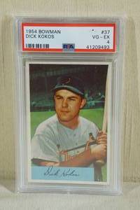 lot 63 image: 1954 Bowman Dick Kokos #37 - PSA 4