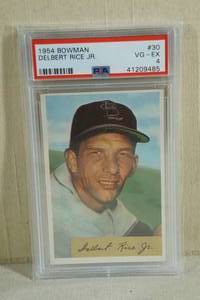 lot 64 image: 1954 Bowman Delbert Rice Jr #30 - PSA 4