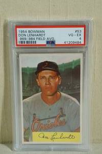 lot 66 image: 1954 Bowman Don Lenhardt #53 .969.984 Field Avg - PSA 4