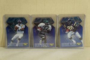 lot 100 image: Die Cut Football Cards - Moon, Watters, Means - Sample Cards