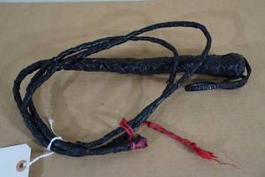 Vintage Braided Leather Bull Whip with Wrist Strap