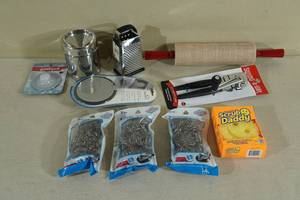 Assorted Kitchen Items - Rolling Pin, Grater, Opener