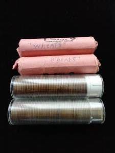 lot 11 image: 4 Wheat Penny Rolls