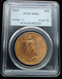 lot 29 image: 1923 $20 Saint-Gaudens Gold Double Eagle MS-63