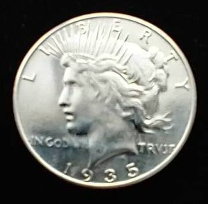 lot 53 image: 1935 Peace Dollar