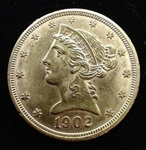 lot 54 image: 1902 $5 Liberty Head Gold Half Eagle