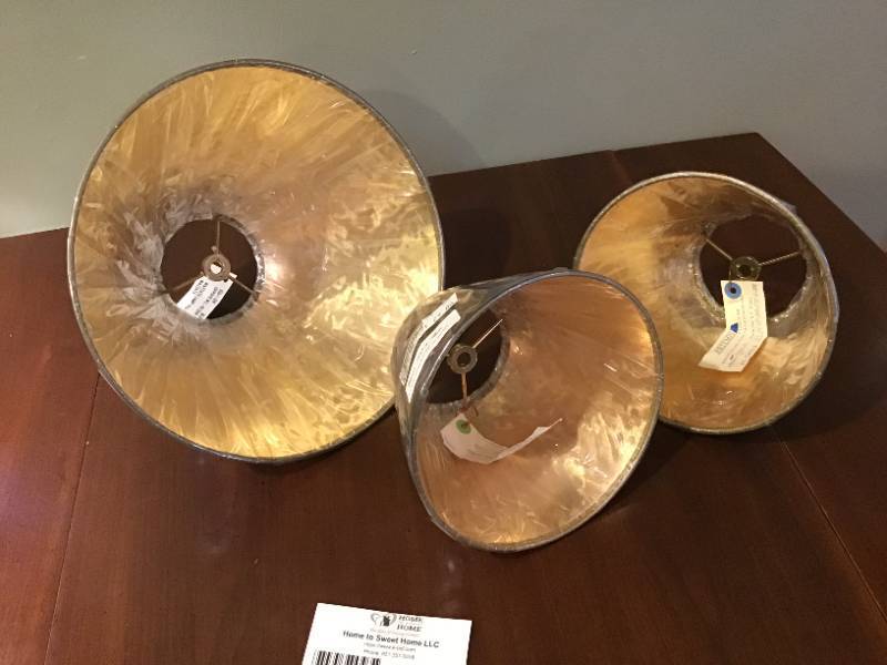 lot 879 image: Set of 3 Black wGold Interior Lamp Shades