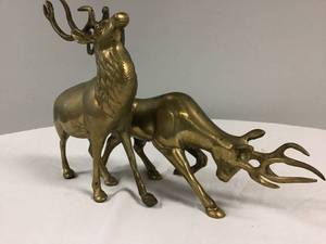 lot 332 image: Set of 2 Brass Deer