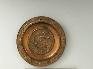lot 406 image: Carved Wood Hanging, Loon Art & Flower Art