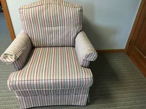 lot 418 image: Set of Striped Arm Chairs