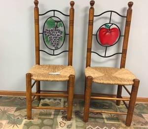 lot 14 image: Antique Fancy Fruit Chairs