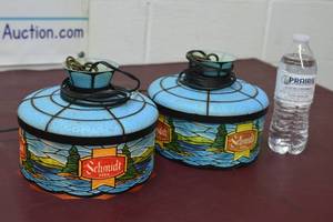 lot 4 image: 2 Schmidt Beer Hanging Lights