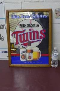 lot 42 image: Miller Lite beer mirror featuring MN Twins