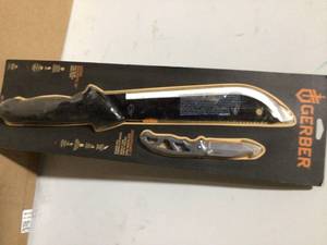 GERBER BUNDLE GATOR MACHETE JR DUAL BLADE SHEATH & PARAFRAME CLIP FOLDING KNIFE New
