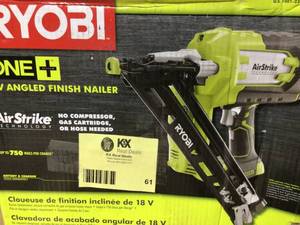 Ryobi ONE 18V Lithium-Ion Cordless AirStrike 15-Gauge Angled Finish Nailer (Tool Only)  open box customer returns