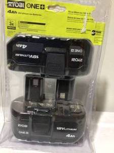 Ryobi PBP2005 ONE Battery 18-Volt Lithium-Ion 4.0 Ah (2-Pack)