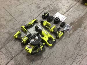 Ryobi ONE 18V Lithium-Ion Cordless 6-Tool Combo Kit with (2) Batteries, Charger, and Bag customer returns see pictures