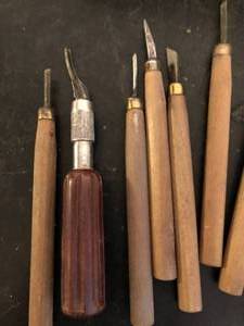 lot 80 image: Wood Carving Tools, Chisels and X acto Knife