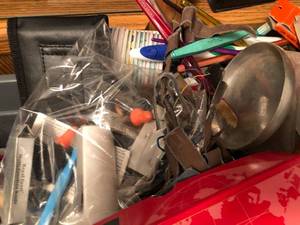 lot 173 image: Bin of Misc. Train Tools, Part & More