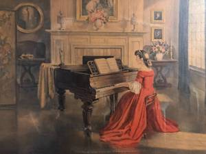 lot 171 image: Picture of Lady Playing Piano by M. Dittsf
