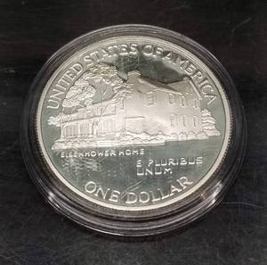 lot 10 image: 1990-P US SILVER DOLLAR EISENHOWER CENTENNIAL IN AIRTITE