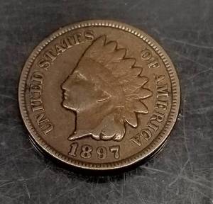 lot 14 image: 1897 INDIAN HEAD CENT VG